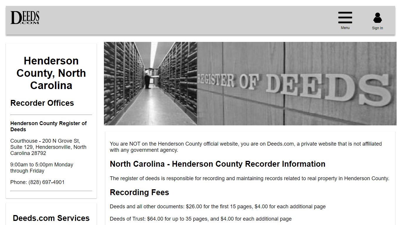 Henderson County Recorder Information North Carolina - Deeds